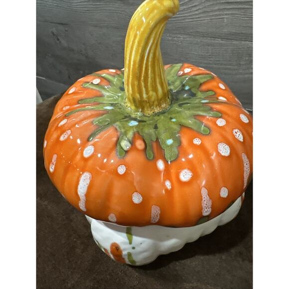 Vintage Bassano Pumpkin Gourd RARE Lidded Jar Signed Made In Italy - Picture 7 of 15